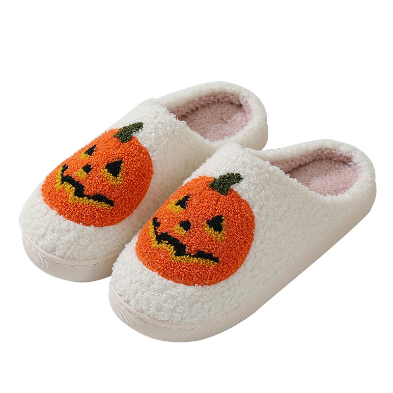 Wholesale Halloween Pumpkin Cartoon Warm Couple Home Indoor Winter Cotton Slippers